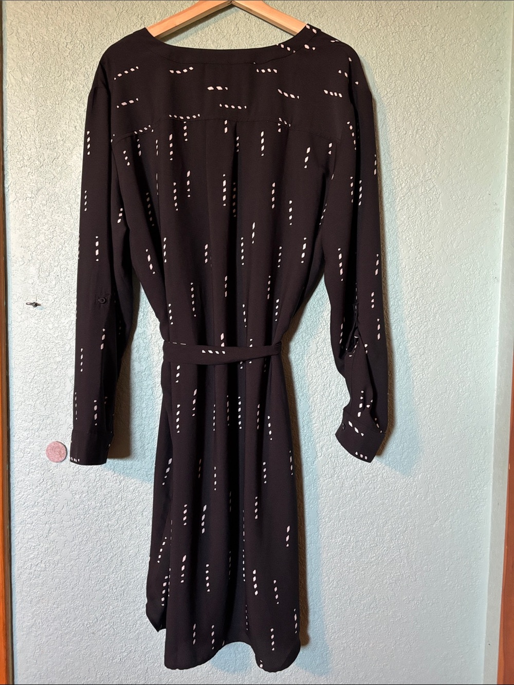 Ann Taylor Factory Black Patterned Long-Sleeve Shift Dress Women’s XL - like new - Picture 4 of 7